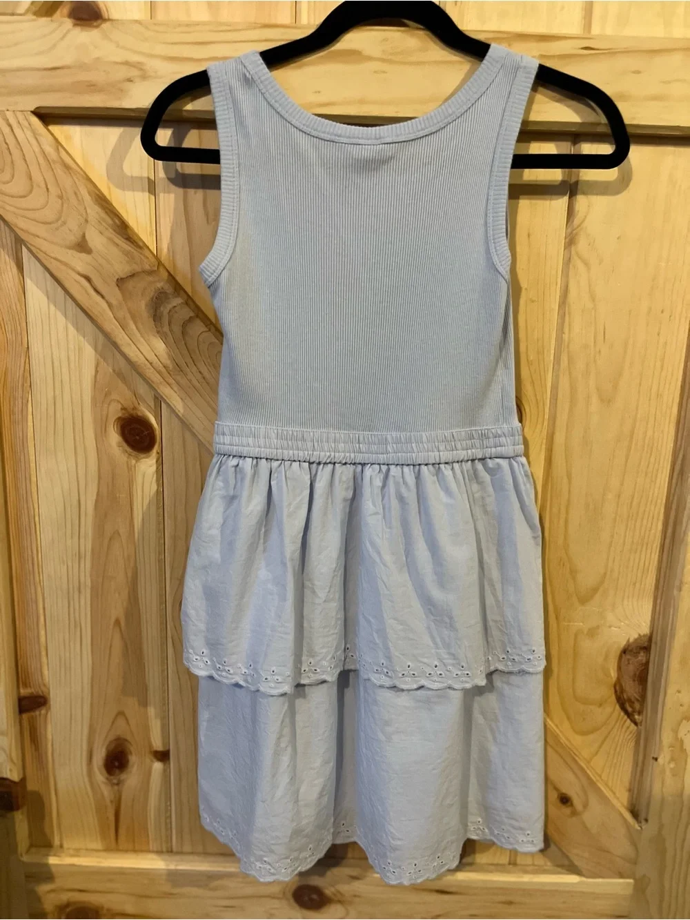 Gap Blue Tiered Eyelet Detail Dress 100% Cotton